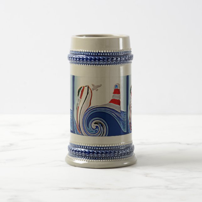 Caneca De Cerveja Barco à vela de farol náutico (Centro)