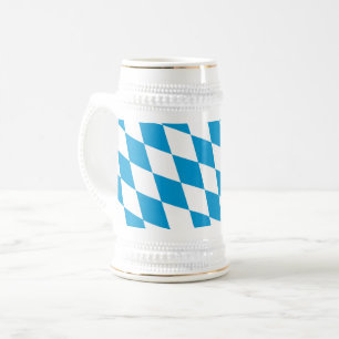 Caneca De Cerveja Baviera Azul e Branco Padrão de Bandeira em Diaman