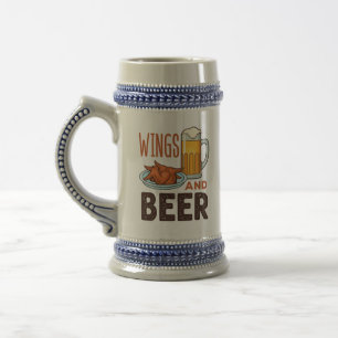 Caneca De Cerveja Bebendo das Asas e Galinhas da Cerveja