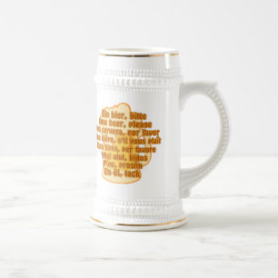 Caneca De Cerveja BEER em idiomas mug - escolha estilo e cor