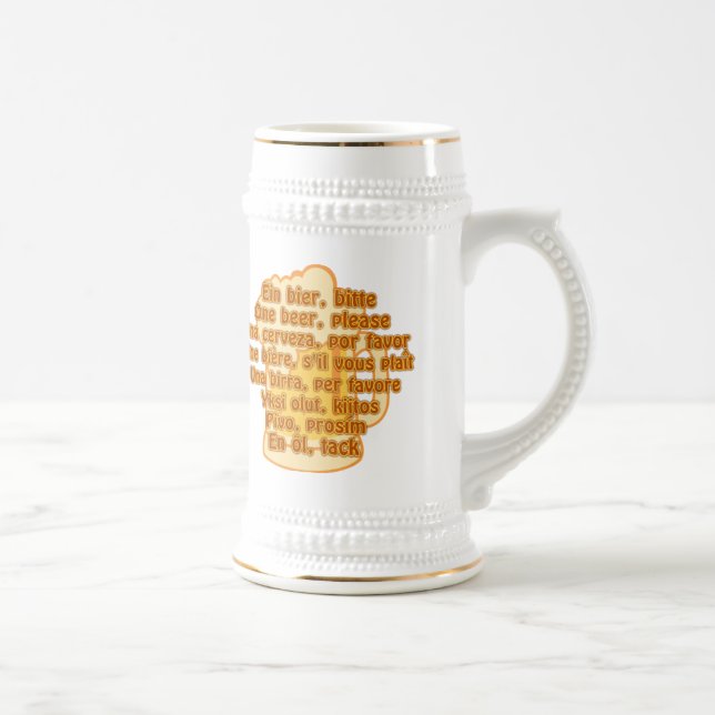 Caneca De Cerveja BEER em idiomas mug - escolha estilo e cor (Direita)