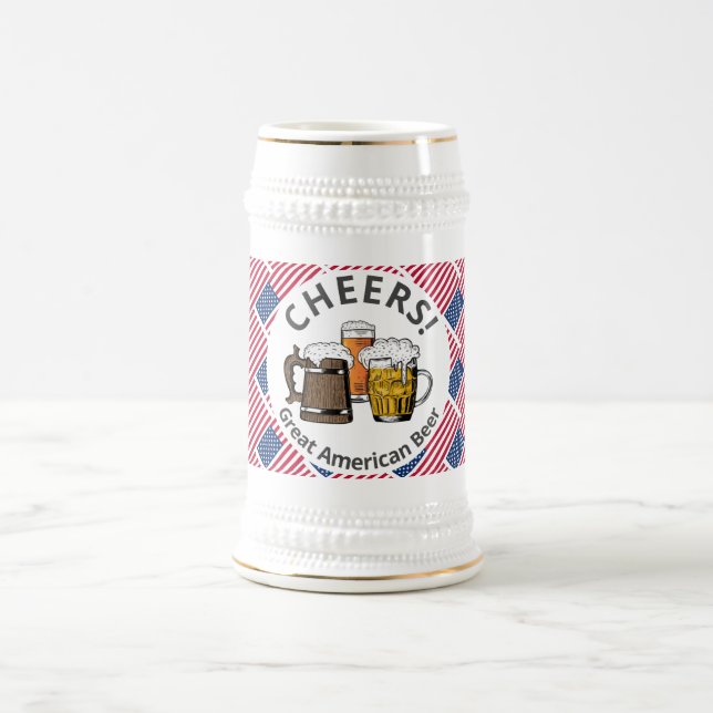 Caneca De Cerveja Beers Cheers USA FLAG American Personized Cartoon (Centro)