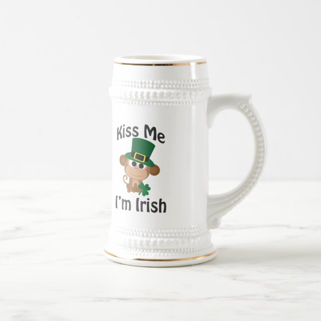 Caneca De Cerveja Beije-me, sou Irlandês! Macaco (Direita)