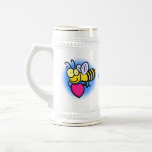 Caneca De Cerveja Bela engraçada bonita com ilustração cardíaca