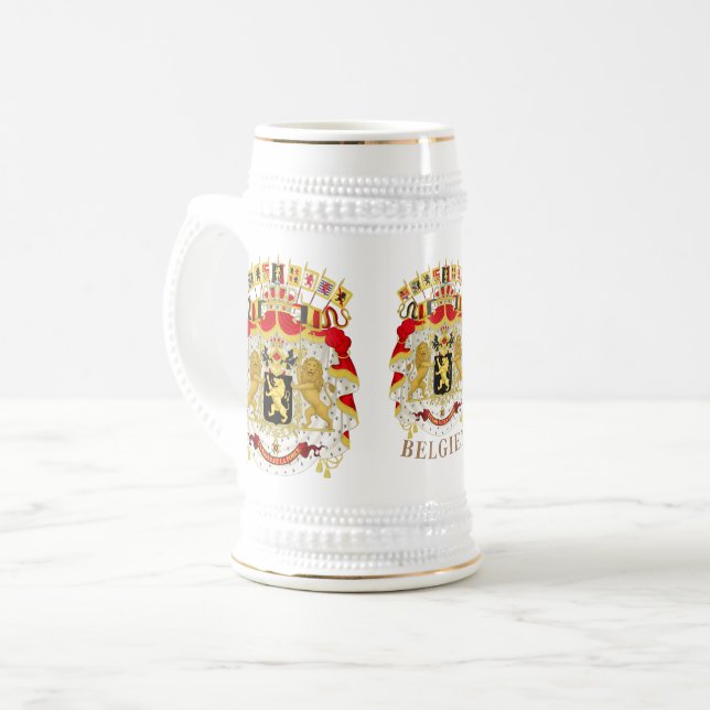 Caneca De Cerveja Bélgica (BÉLGICA) Excelente do Casaco de armas, cr (Frente Esquerda)