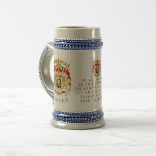 Caneca De Cerveja Bélgica (BÉLGICA) Grande Brasão Personalizado
