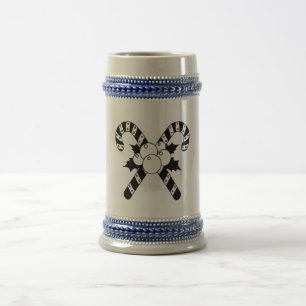 Caneca De Cerveja Bengalas & Azevinho Preto Feliz Natal
