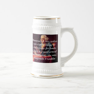 Caneca De Cerveja Benjamin Franklin, 'democracia é dois lobos e…