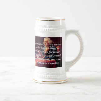 Caneca De Cerveja Benjamin Franklin, 'democracia é dois lobos e…