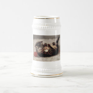 Caneca De Cerveja Berço de Gato, Um Gato Brincando com Novelo de Lã
