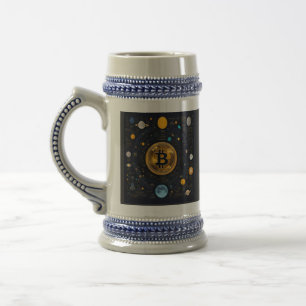 Caneca De Cerveja Bitmoney - design criptográfico AI