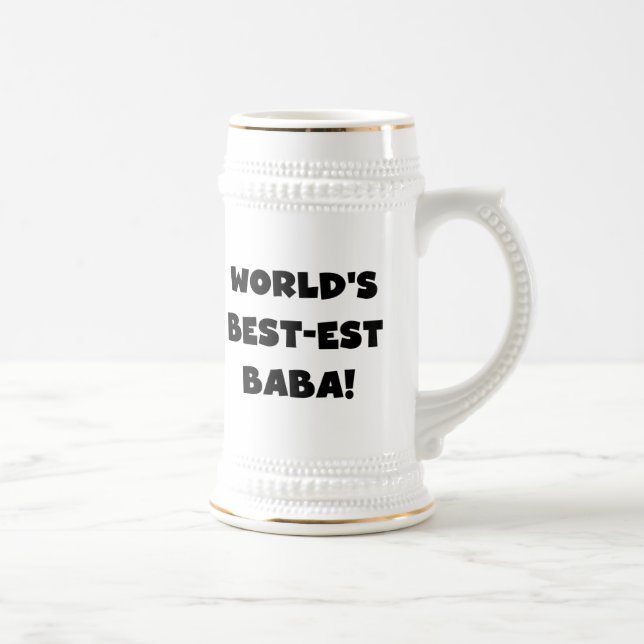 Caneca De Cerveja Black Text Best Baba T-shirts e presentes (Direita)