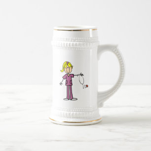 Caneca De Cerveja "Blond Female Stick" Figura T-shirts de Enfermeira