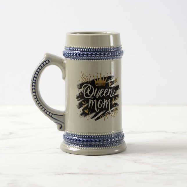 Caneca De Cerveja Boho Rainbow Mama – Warm Earthy Tones Design (Esquerda)