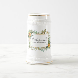 Caneca De Cerveja Boho Sunflower Sage Greenery Casamento