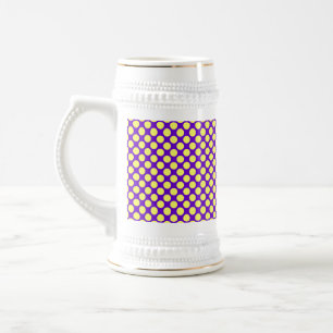 Caneca De Cerveja Bolinhas amarelas com stouro roxo
