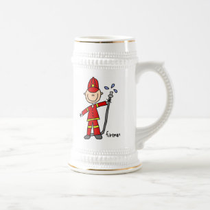 Caneca De Cerveja Bombeiro em desenho de palito