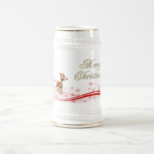 Caneca De Cerveja Bonita Cartoon Reindeer Natal