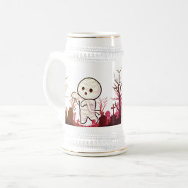 Caneca De Cerveja Bonita múmia de Halloween em Spooky Graveyard - En