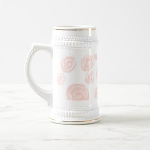 Caneca De Cerveja Bonito padrão de rosa-rosa macio em branco.