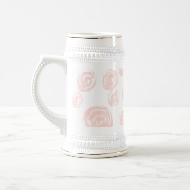 Caneca De Cerveja Bonito padrão de rosa-rosa macio em branco. (Esquerda)