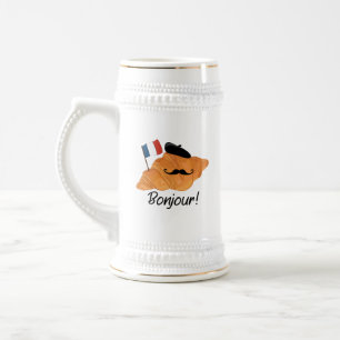 Caneca De Cerveja Bonjour French Croissant - França Comida Engraçada