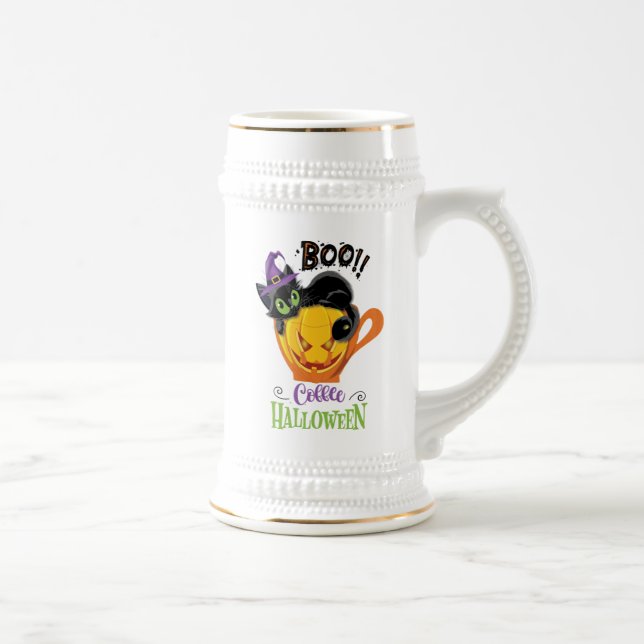 Caneca De Cerveja Boo Black Cat, Assustador Pumpkin Café Halloween (Direita)