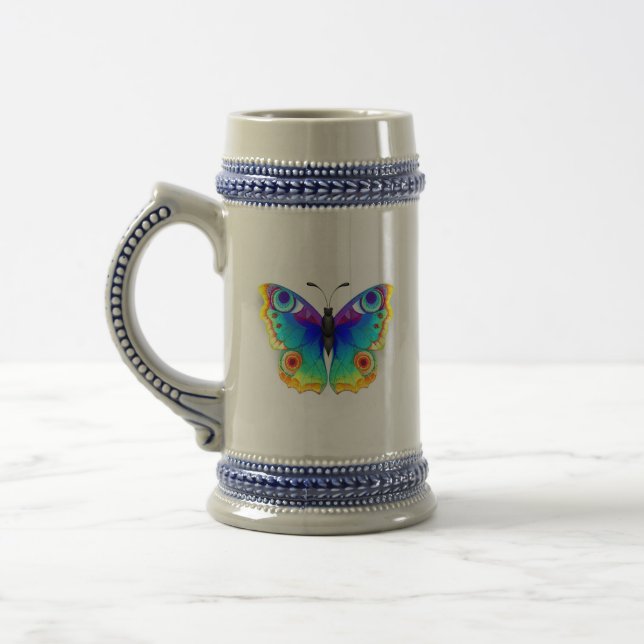 Caneca De Cerveja Borboleta Pavão Olho de Arco-Íris (Esquerda)
