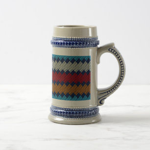 Caneca De Cerveja Bordado do padrão étnico Boho no Tecido
