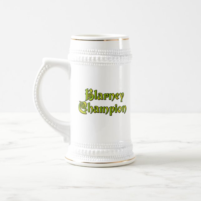 Caneca de cerveja branca Blarney Champion com tril (Esquerda)