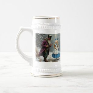 Caneca de cerveja branca direita de Alice de inver