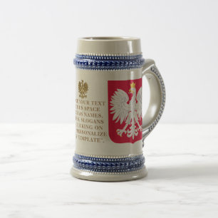 Caneca De Cerveja Brasão de Armas da Polônia Personalizado 