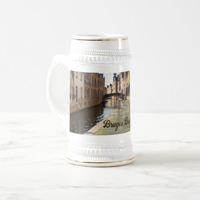 Caneca De Cerveja Bruges Belgium Sketch Medieval | (Frente Esquerda)