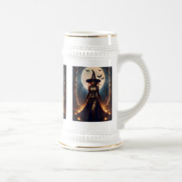 Caneca De Cerveja Bruxa da Floresta Steampunk do Halloween