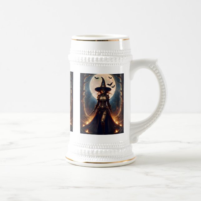 Caneca De Cerveja Bruxa da Floresta Steampunk do Halloween (Direita)