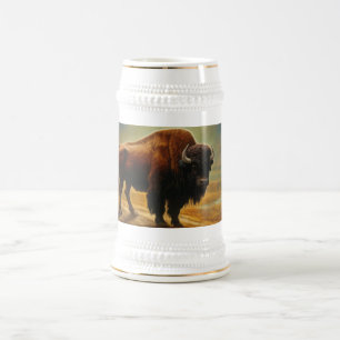 Caneca De Cerveja Buffalo Bison Sunset Silhouette