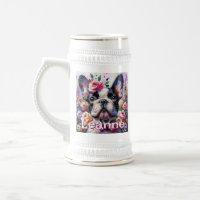 Bulldog Francês com Rosas Floral Personalizado