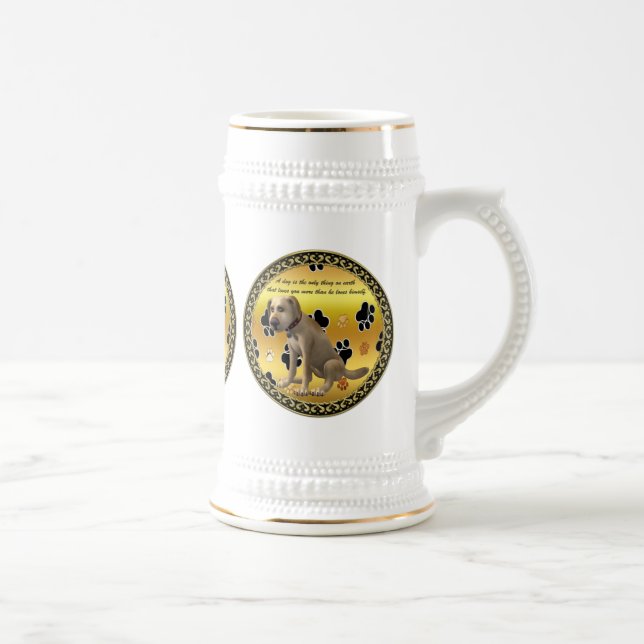 Caneca De Cerveja Cachorro adorável sentado com uma citação engraçad (Direita)