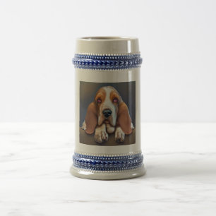 Caneca De Cerveja Cachorro Basset - Retrato Cachorro