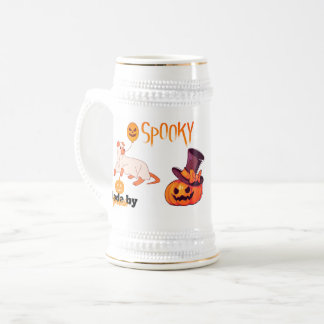 Caneca De Cerveja Cachorro Fantasma e Abóbora Design -