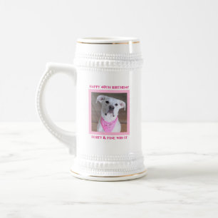 Caneca De Cerveja Cachorro Feliz Com Olhos Cansados, Rosa