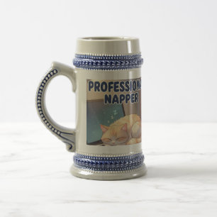 Caneca De Cerveja Café do Gato Engraçado Dorminhoco Profissional X