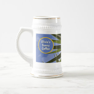 Caneca De Cerveja Café Ensolarado Personalizado Tropical Yucca