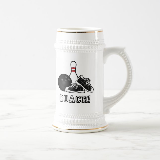 Caneca De Cerveja Calçados, bola e Pin de boliche: Treinador (Direita)