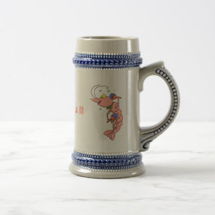 Caneca De Cerveja Camarão feliz e bonito, desenho animado