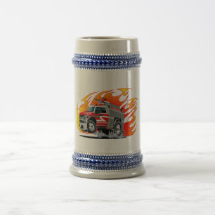 Caneca De Cerveja Caminhão de bombeiros de desenho animado