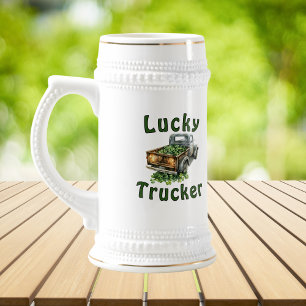 Caneca De Cerveja Caminhoneiro Sortudo Retro Caminhão Preto Transpor