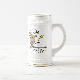 Caneca De Cerveja Camiseta e presentes do Natal da rena do cometa