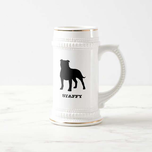 Caneca De Cerveja Cão de Staffy da silhueta de Staffordshire bull (Direita)