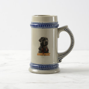 Caneca De Cerveja Cão Negro Elegante - Arte Pet Realista